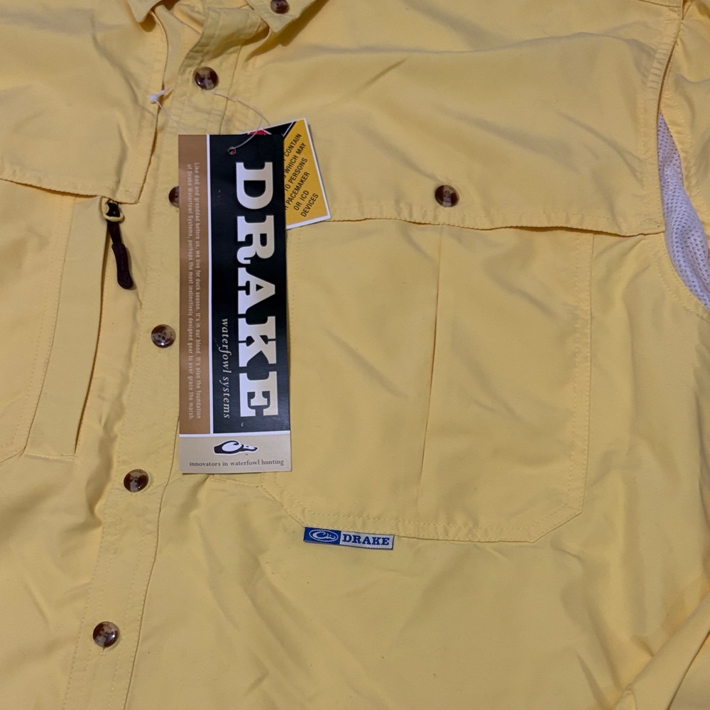 Drake Yellow Long Sleeve Vented Wingshooters Shirt Size Medium NWT - Picture 2 of 10